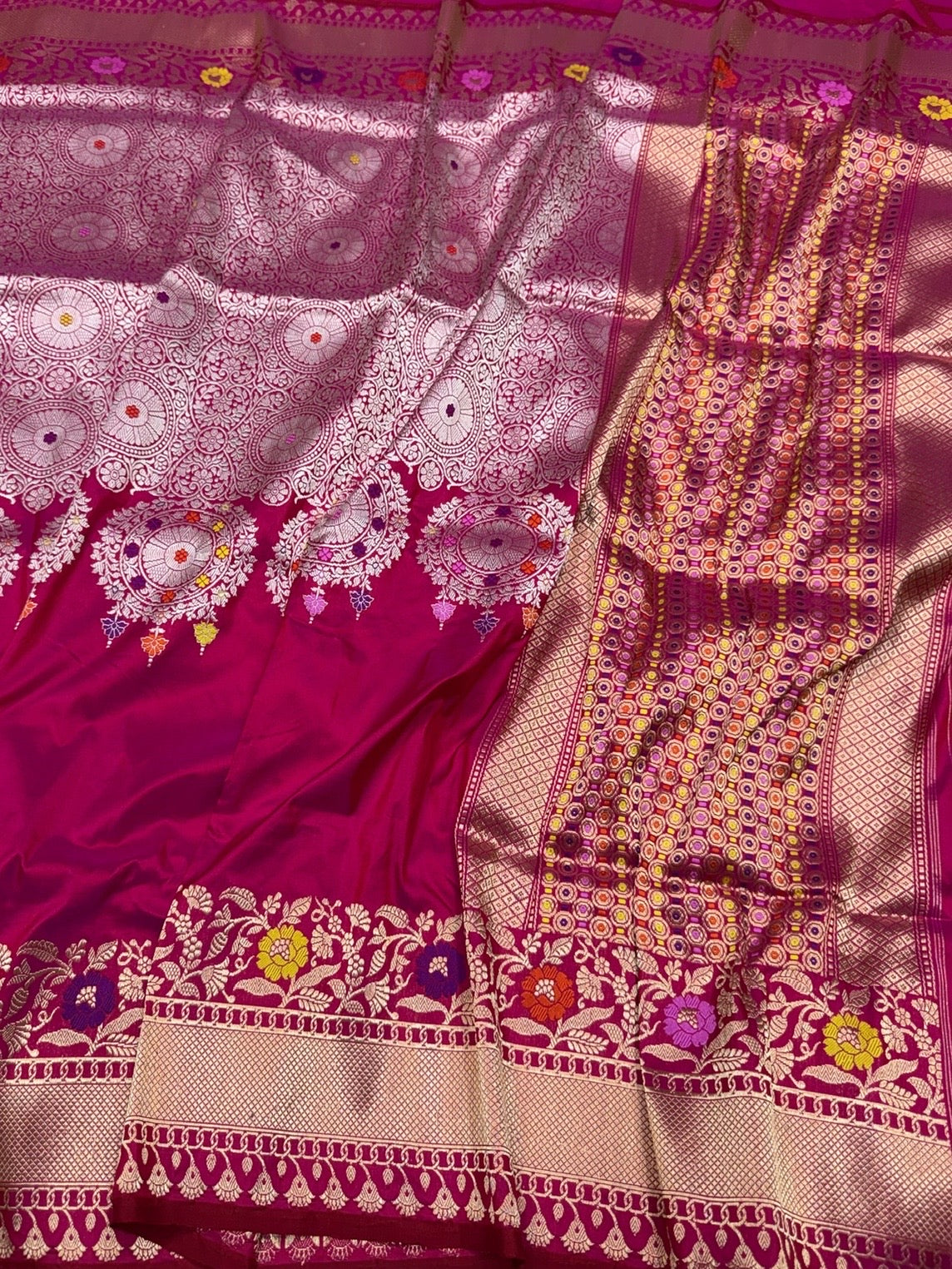 Rani Pink Handwoven Pure Banarasi Silk Sareen