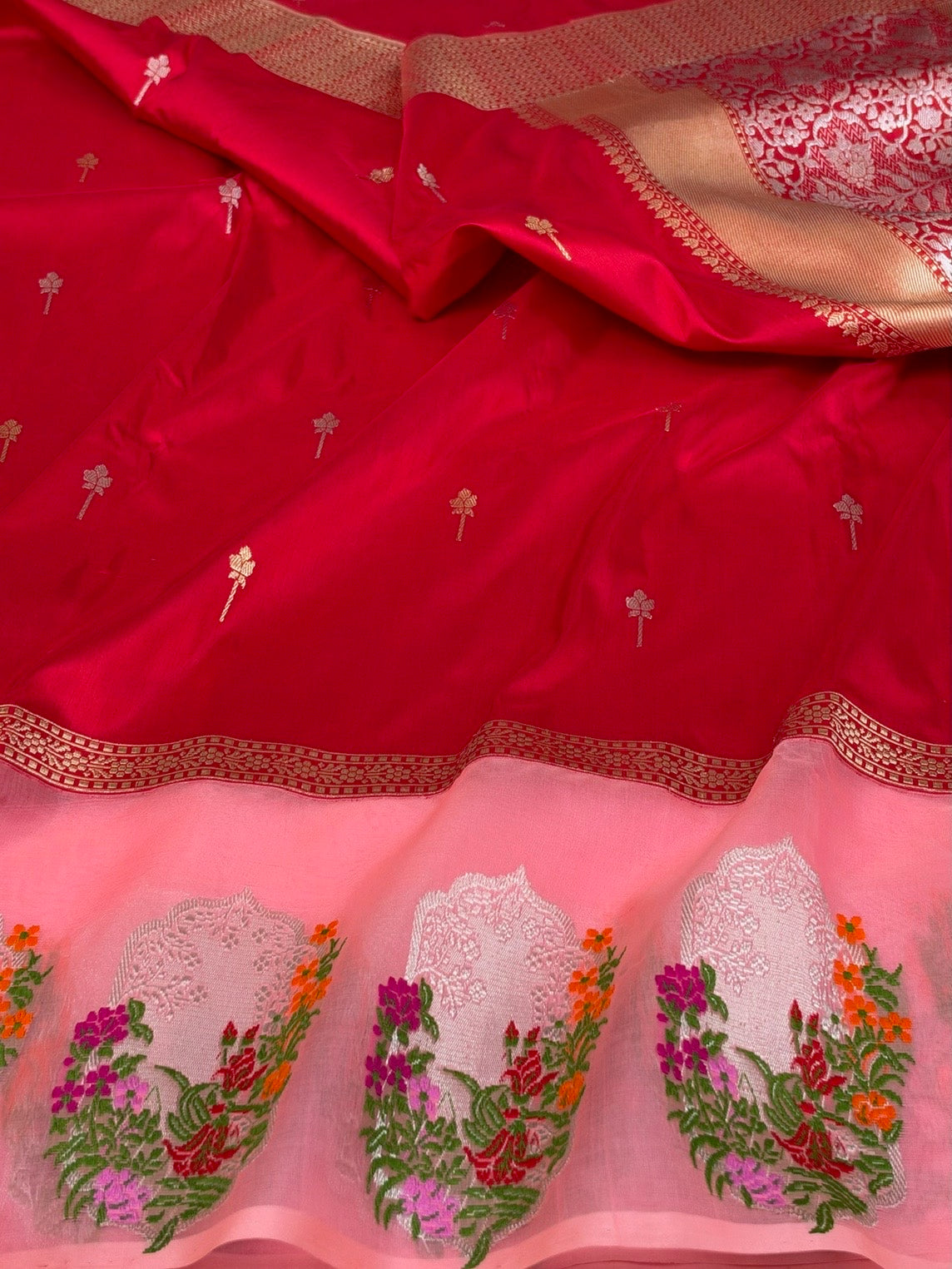 Red Handwoven Pure Banarasi Katan Silk Saree