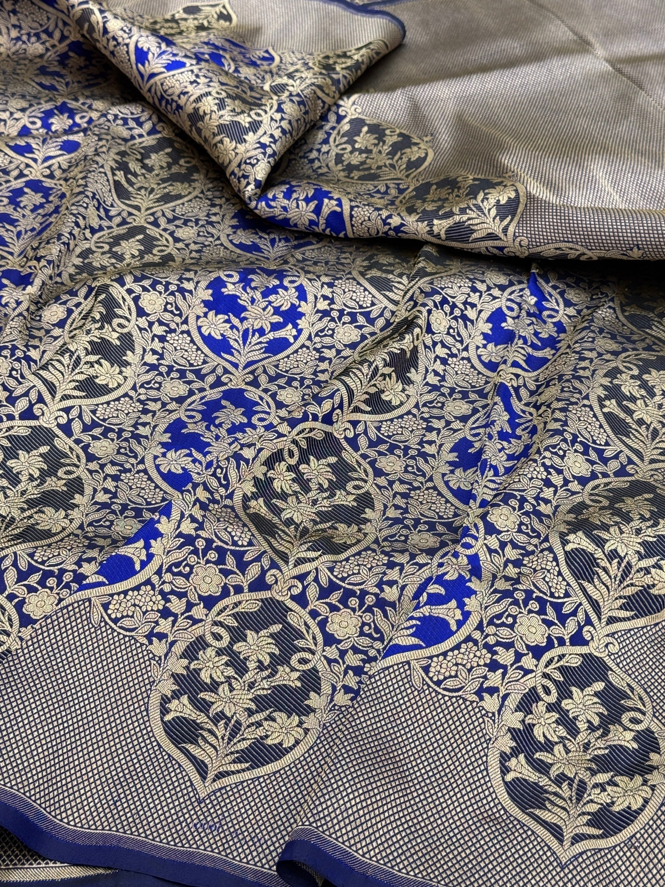 Royal Blue Banarasi Minakari Pure Katan Silk Brocade Saree – Rich Traditional Weave