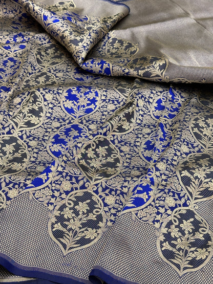 Royal Blue Banarasi Minakari Pure Katan Silk Brocade Saree – Rich Traditional Weave