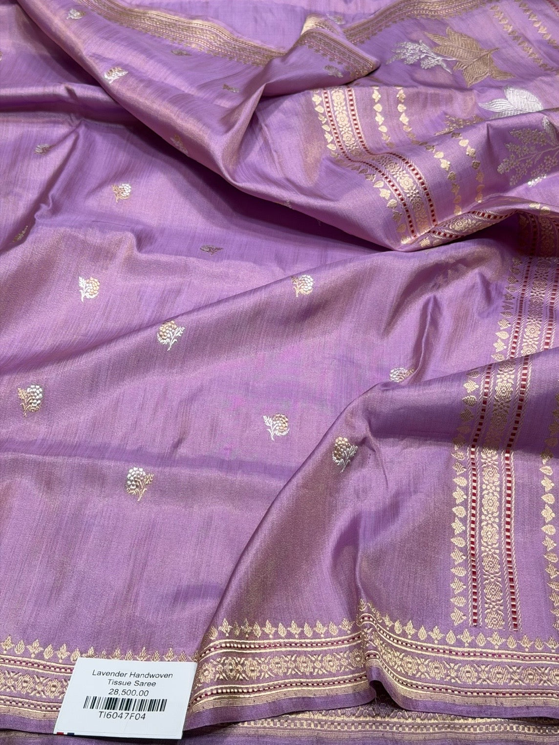 Lavender Handwoven Pure Banarasi Tissue Silk Saree