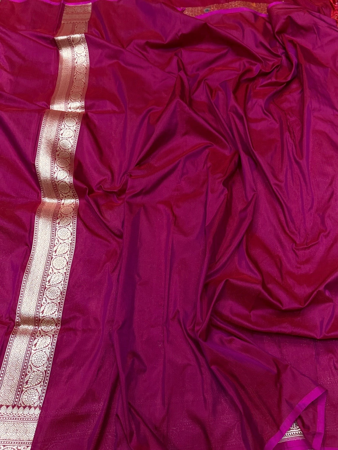 Magenta Pink Handwoven Pure Banarasi Brocade Saree