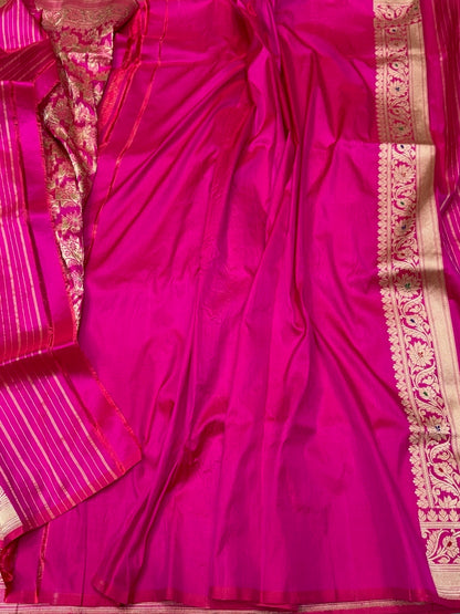 Rani Pink Handwoven Banarasi Pure Silk Saree