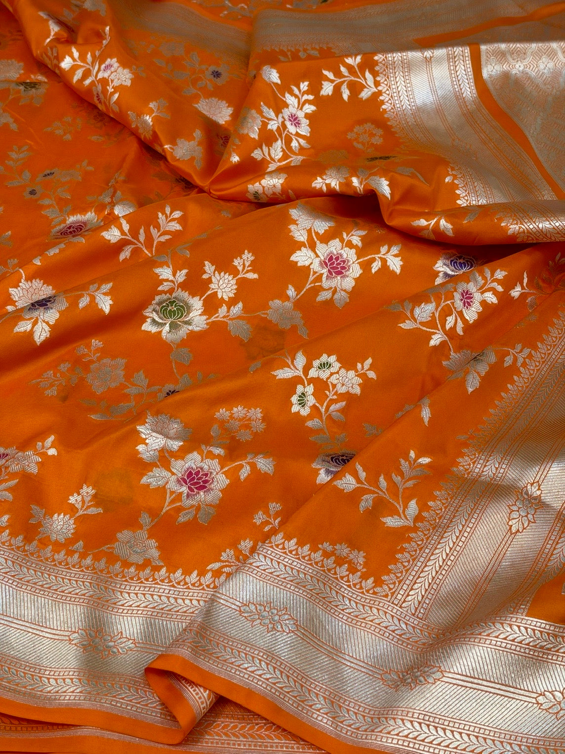 Orange Minakari Banarasi Pure Katan Silk Saree
