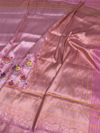 Baby Pink Handwoven Pure Banarasi Silk Saree