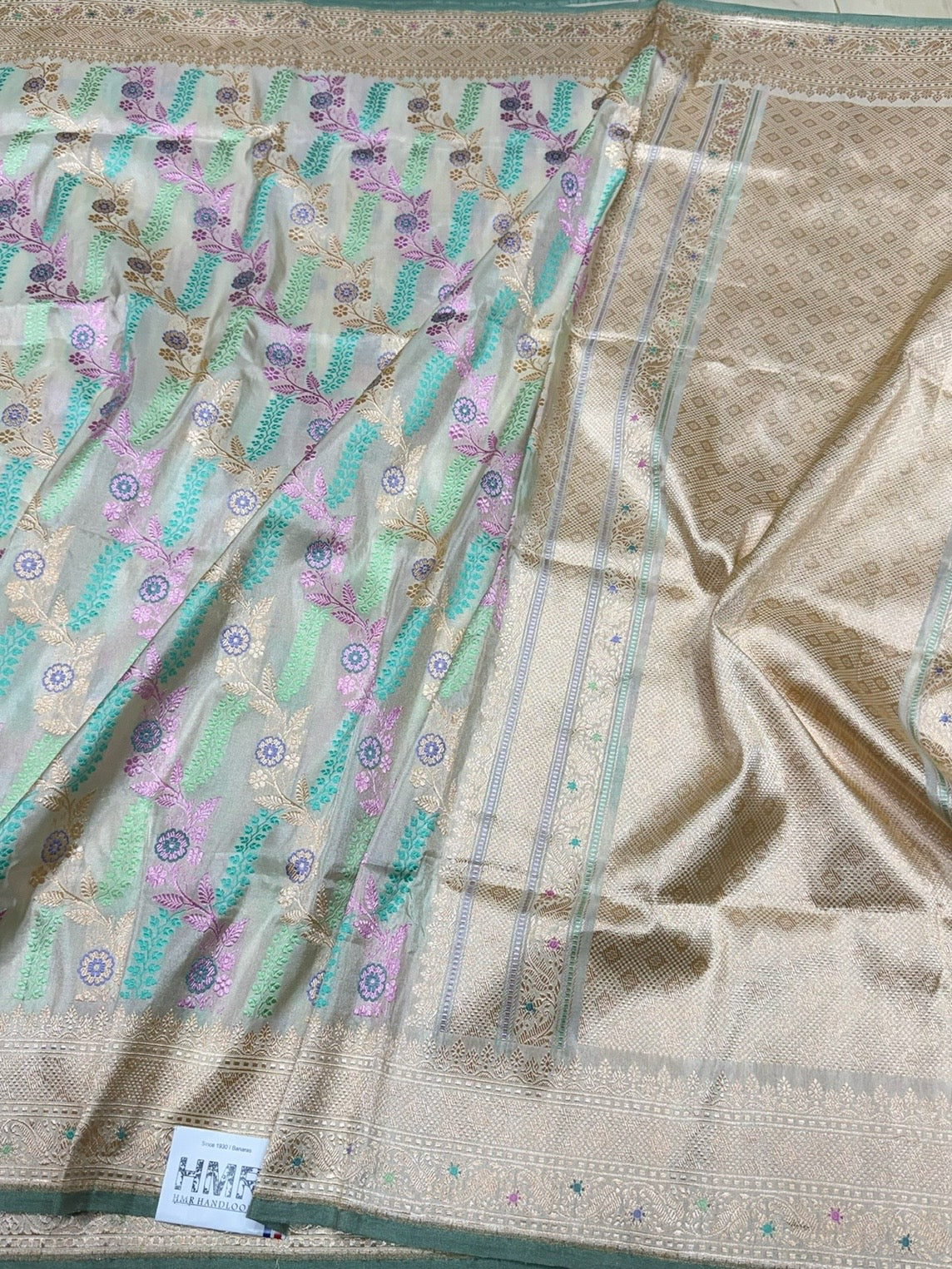 Ivory Handwoven Pure Banarasi Tissue Saree