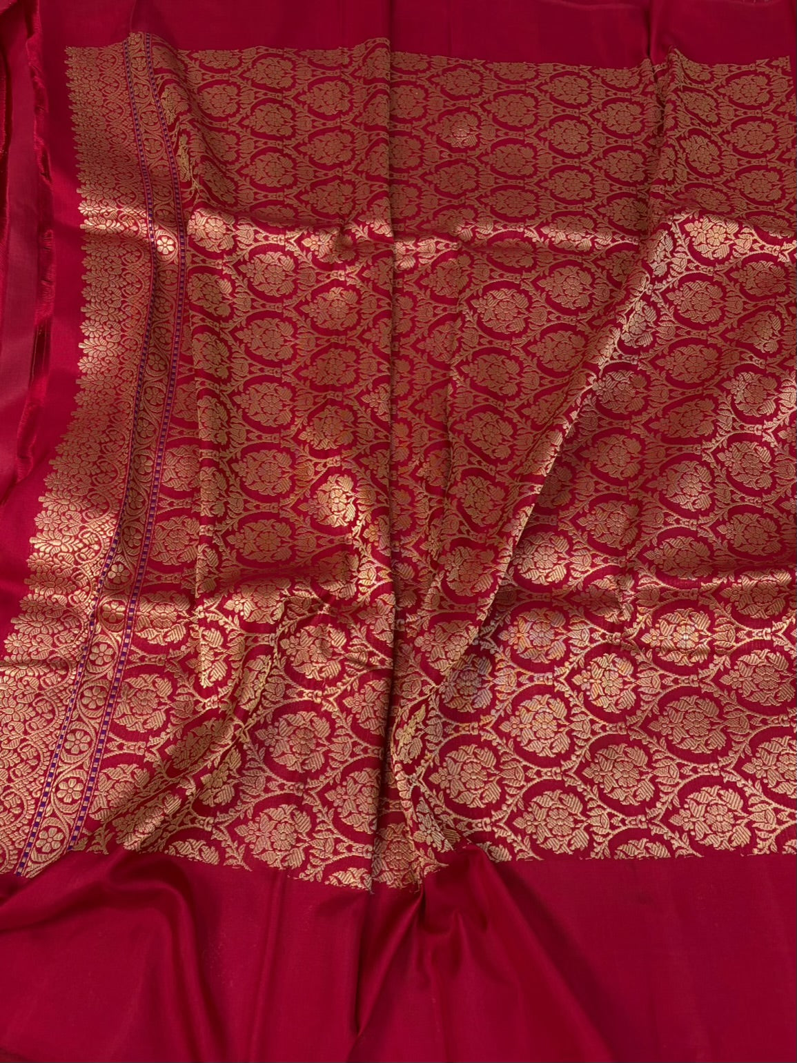 Red Handwoven Pure Banarasi Ektara Silk Saree