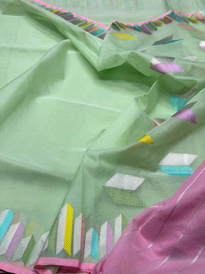 Pista Green Handwoven Pure Organza Silk Saree