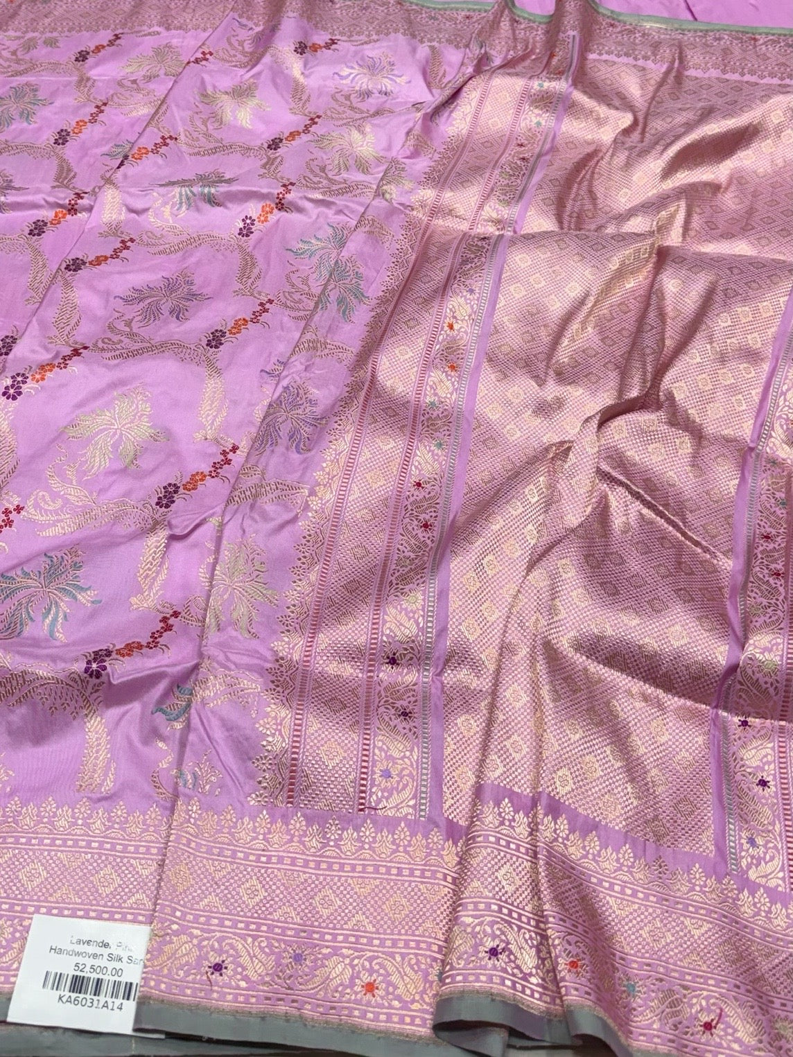 Lavender Pink Handwoven Pure Banarasi Silk Saree | Pure Katan Silk | Kadwa Weave | HMR Handlooms