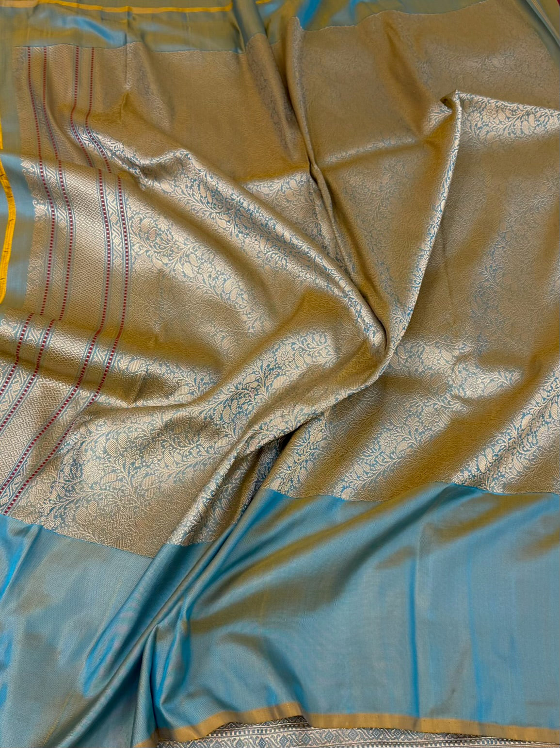 Sea Green Handwoven Pure Banarasi Ektara Silk Saree