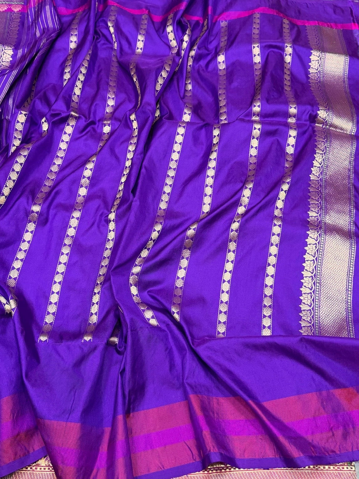 Sea Green Handwoven Pure Banarasi Ektara Silk Saree – Luxury Kadwa Weave