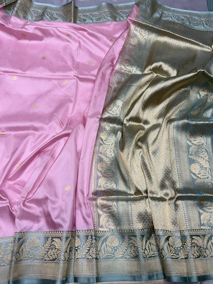 Baby Pink Handwoven Pure Banarasi Silk Saree