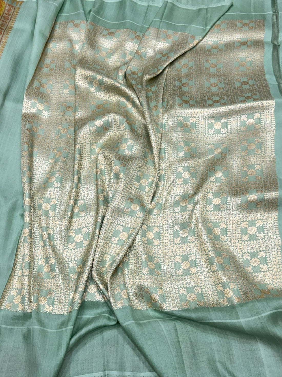 Pista Green Handwoven Pure Tussar Georgette Saree