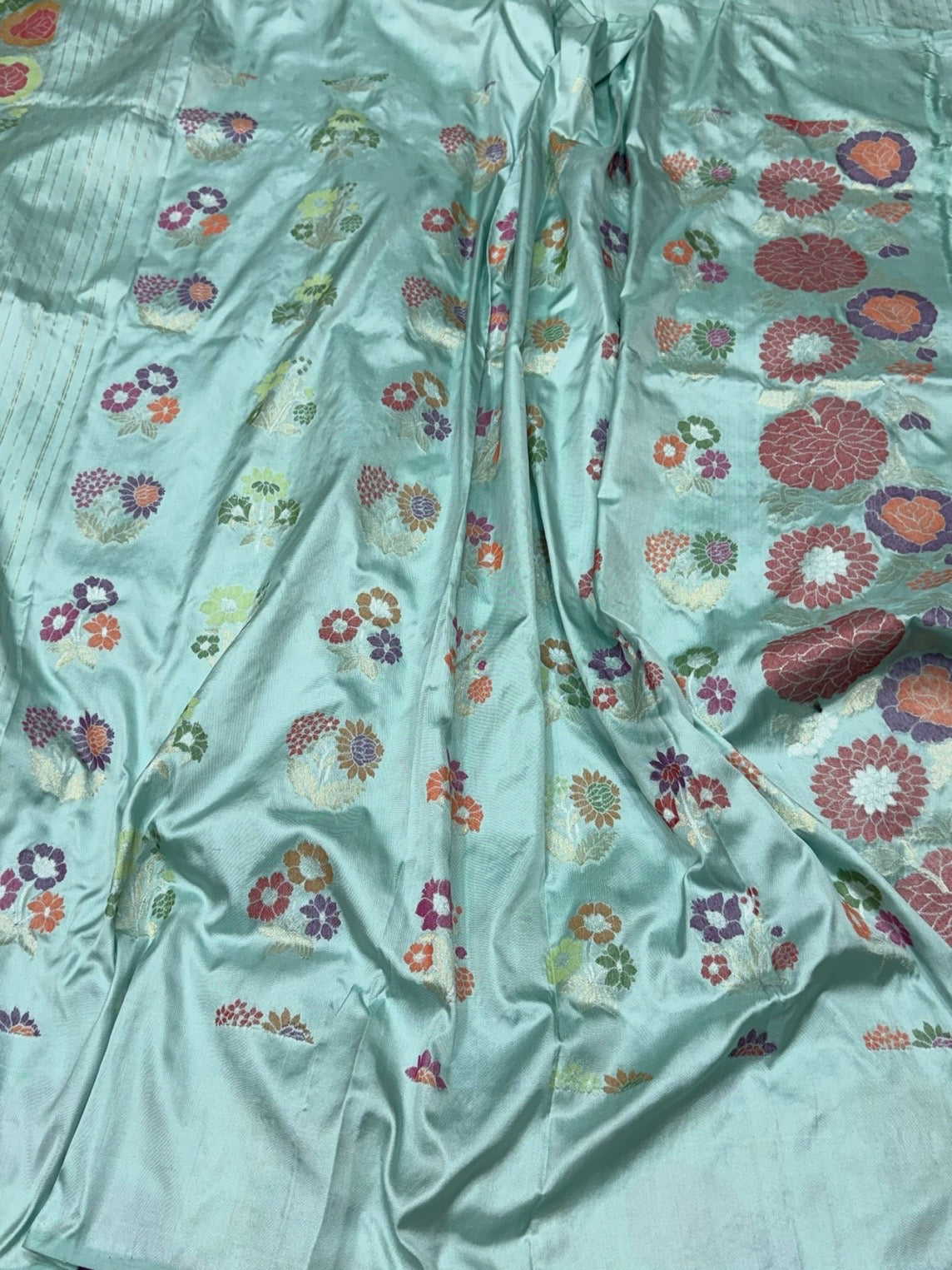 Sea Blue Handwoven Pure Banarasi Ektara Silk Saree