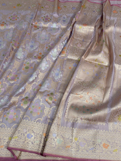 Mauve Handwoven Pure Katan Silk Banarasi Saree