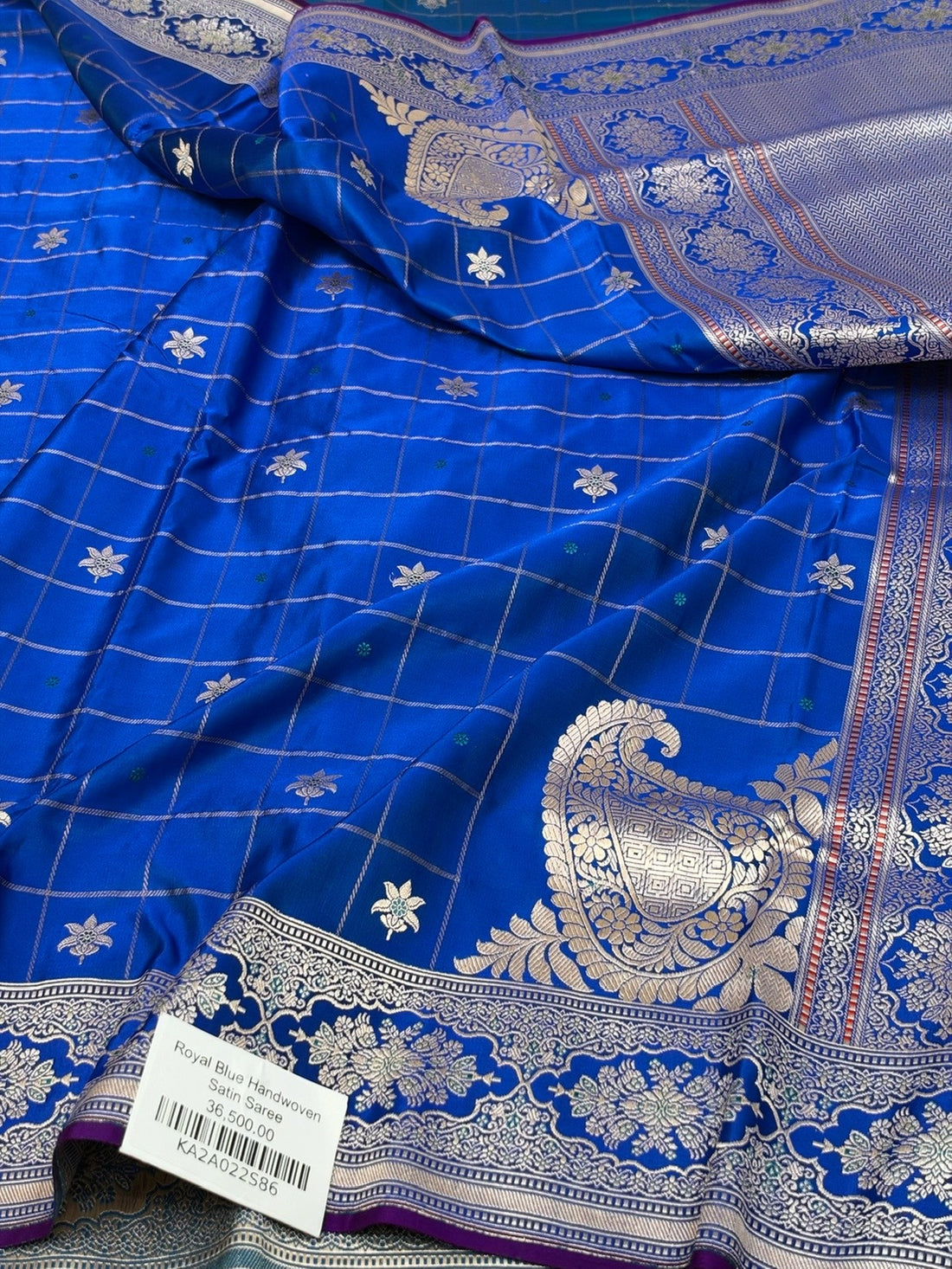 Royal Blue Handwoven Pure Banarasi Satin Silk Saree