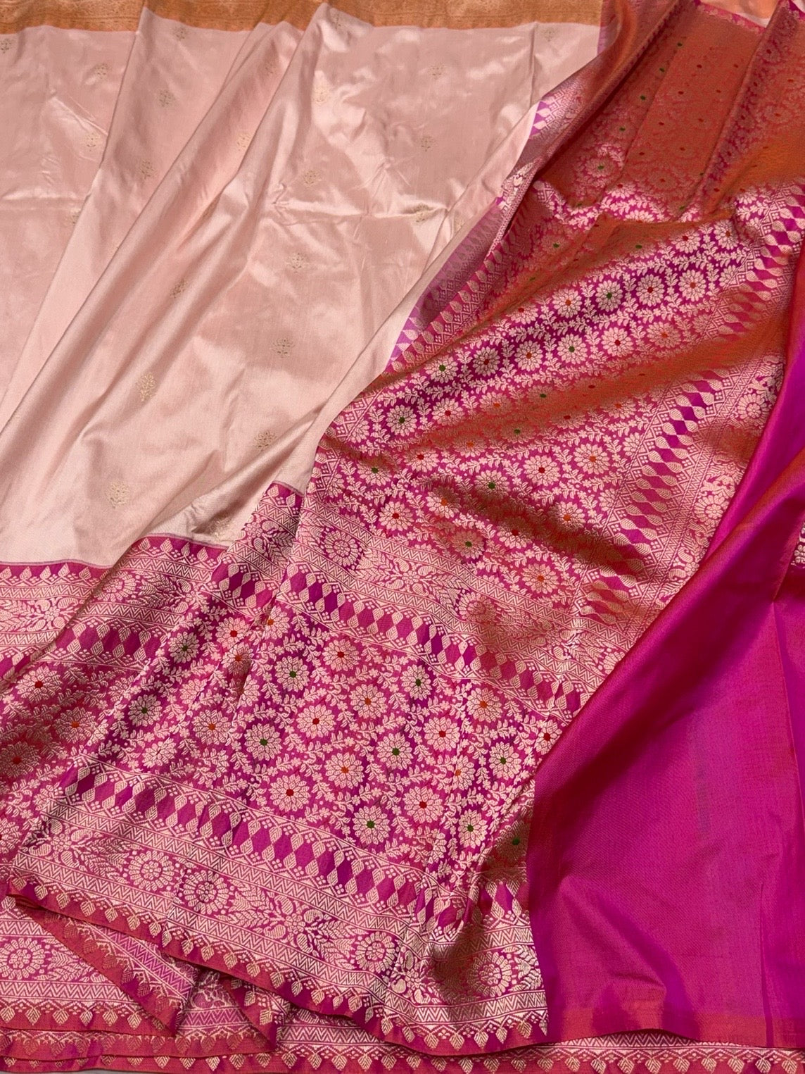 Peach Handwoven Pure Banarasi Ektara Silk Saree