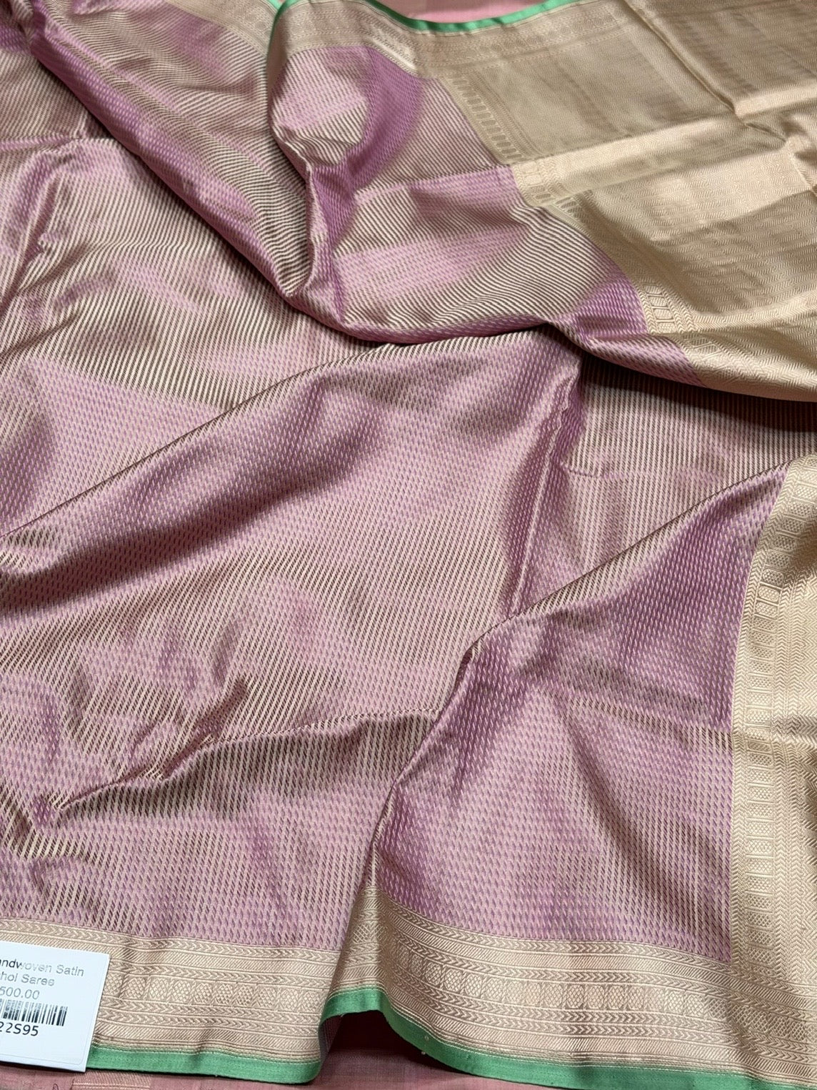 Dusty Mauve Handwoven Pure Banarasi Satin Tanchoi Silk Saree