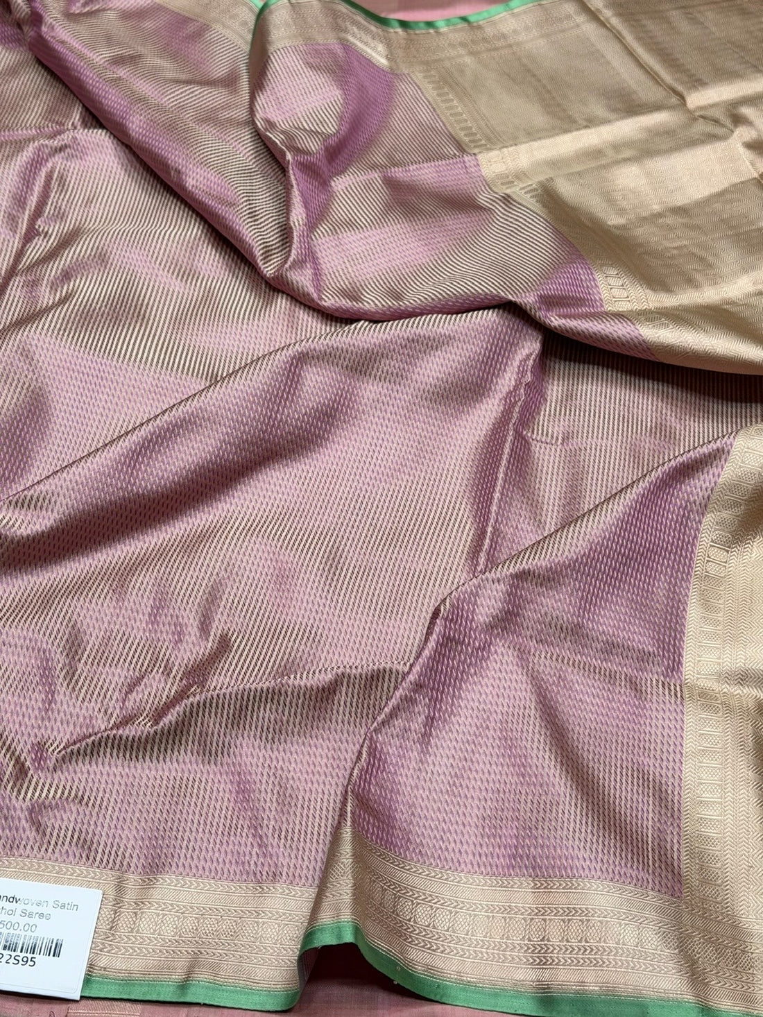 Dusty Mauve Handwoven Pure Banarasi Satin Tanchoi Silk Saree