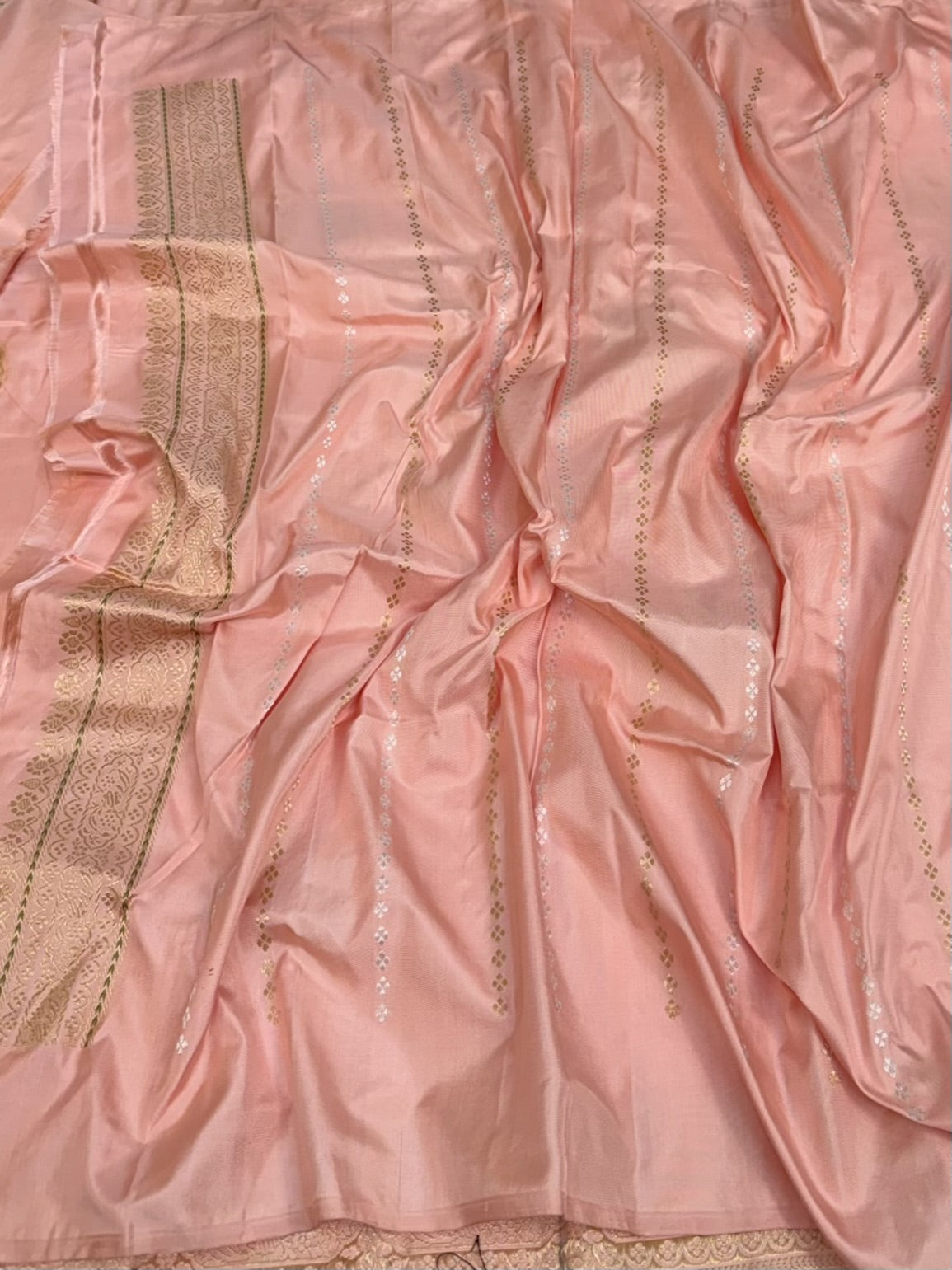 Peach Handwoven Pure Banarasi Satin Silk Saree