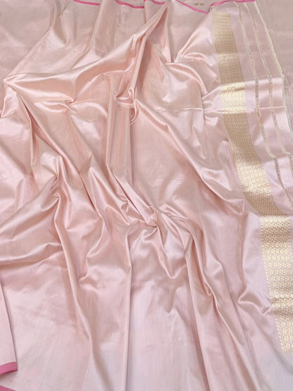 Peach Handwoven Banarasi Pure Katan Silk Saree