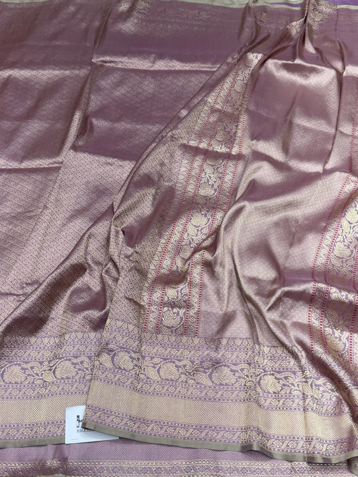Lavender Handwoven Pure Banarasi Silk Brocade Saree