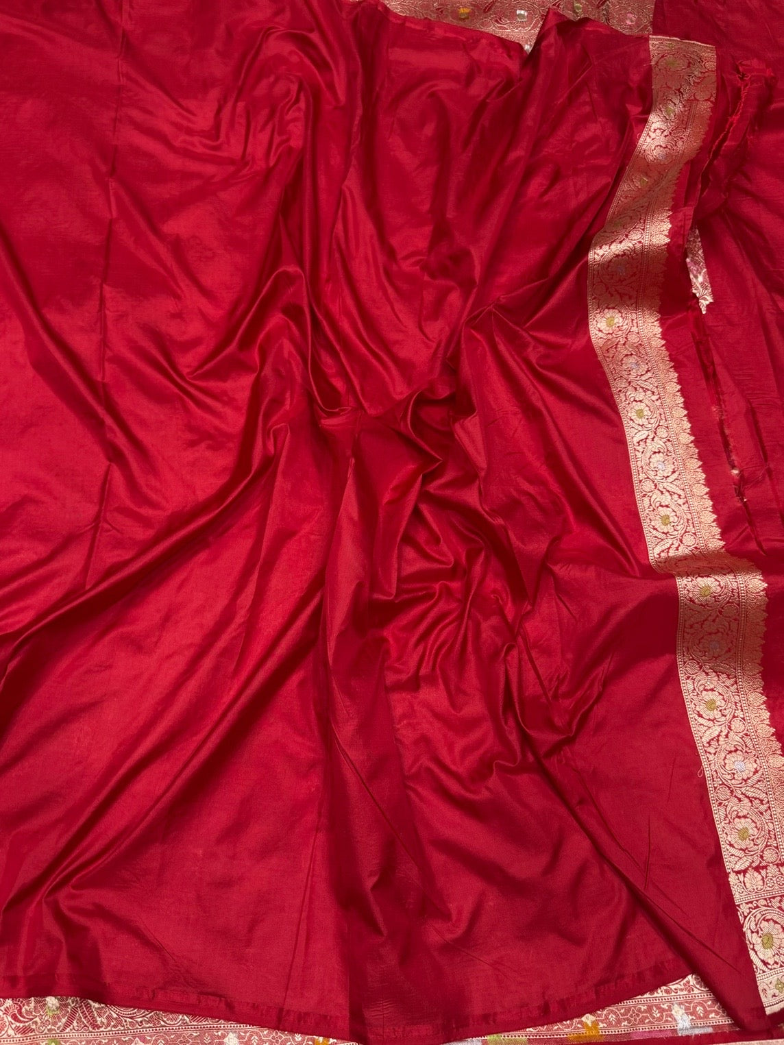 Red Minakari Pure Katan Silk Saree