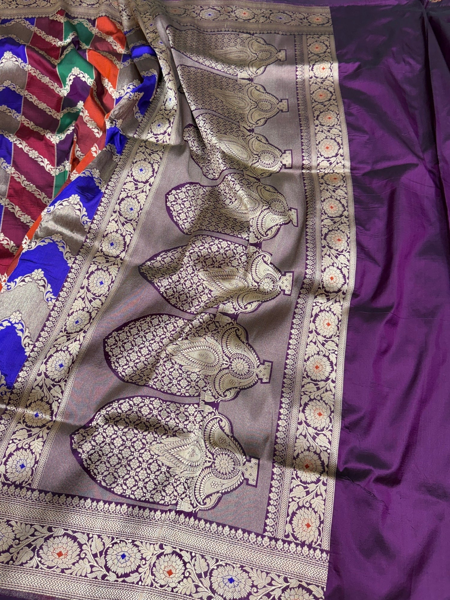 Multicolour Banarasi Pure Silk Saree