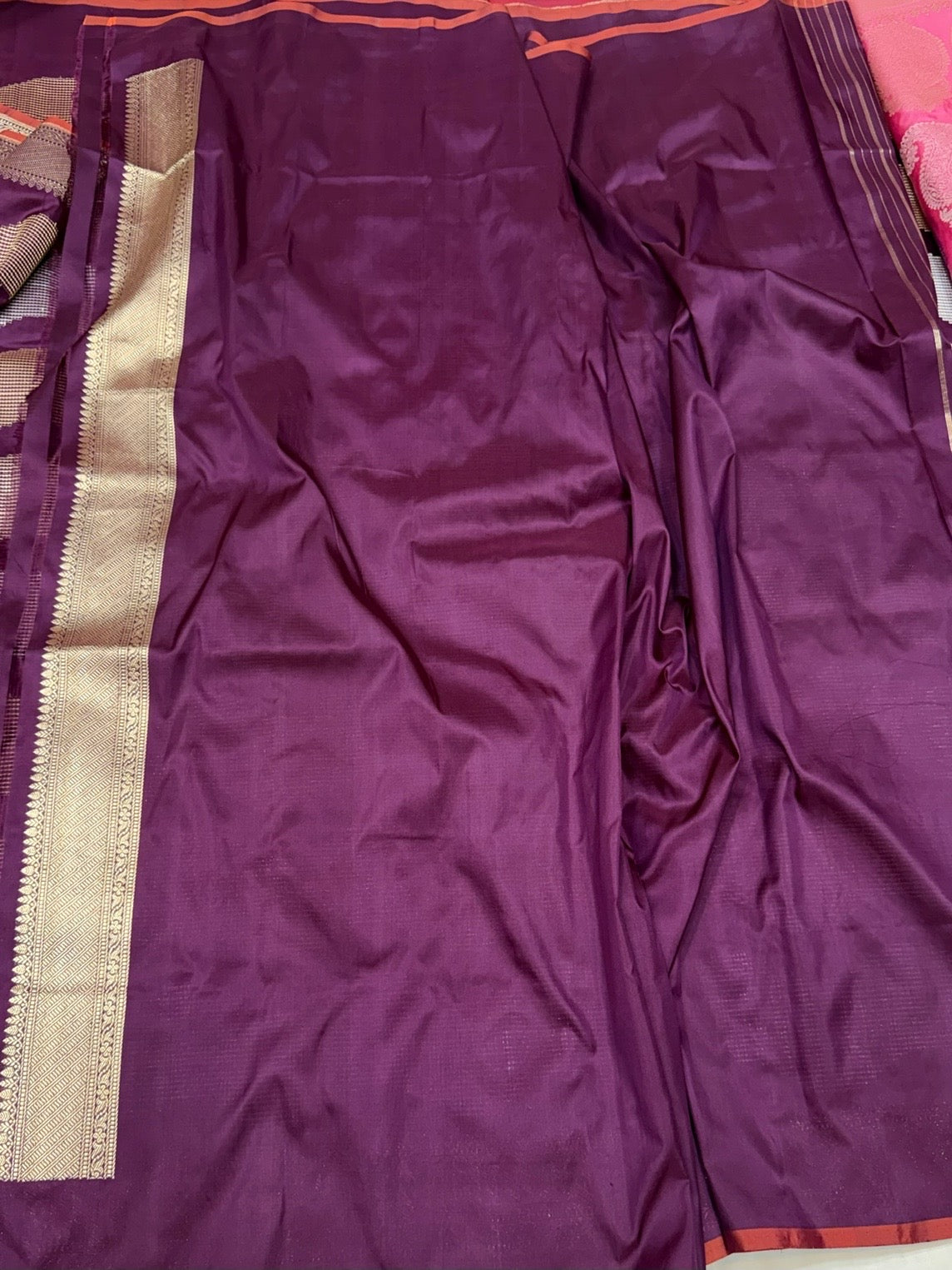Magenta Handwoven Pure Banarasi Silk Saree | Pure Katan Silk | Kadwa Weave | HMR Handlooms