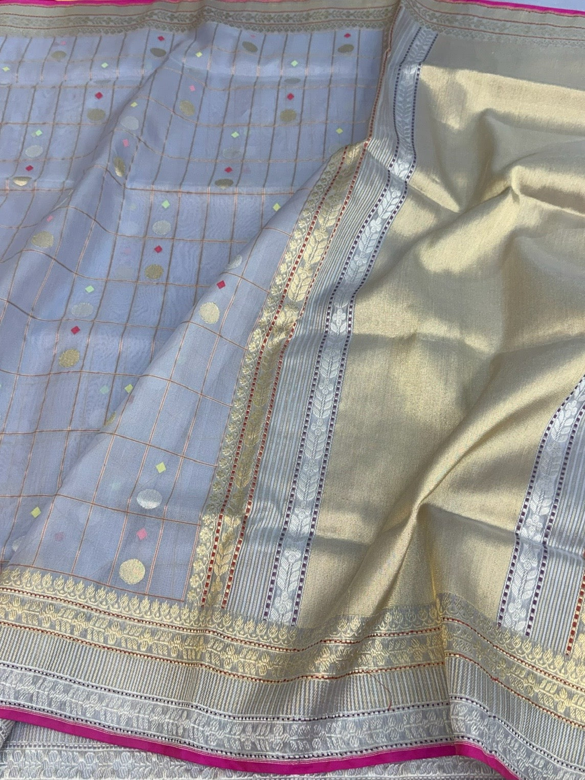 Sea Blue Handwoven Pure Organza Silk Saree