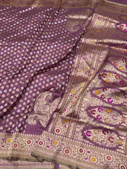 Plum Purple Handwoven Pure Banarasi Silk Saree