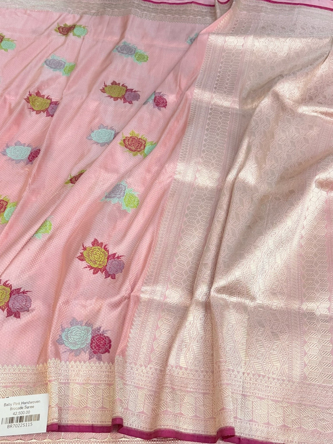 Baby Pink Handwoven Pure Banarasi Silk Brocade Saree