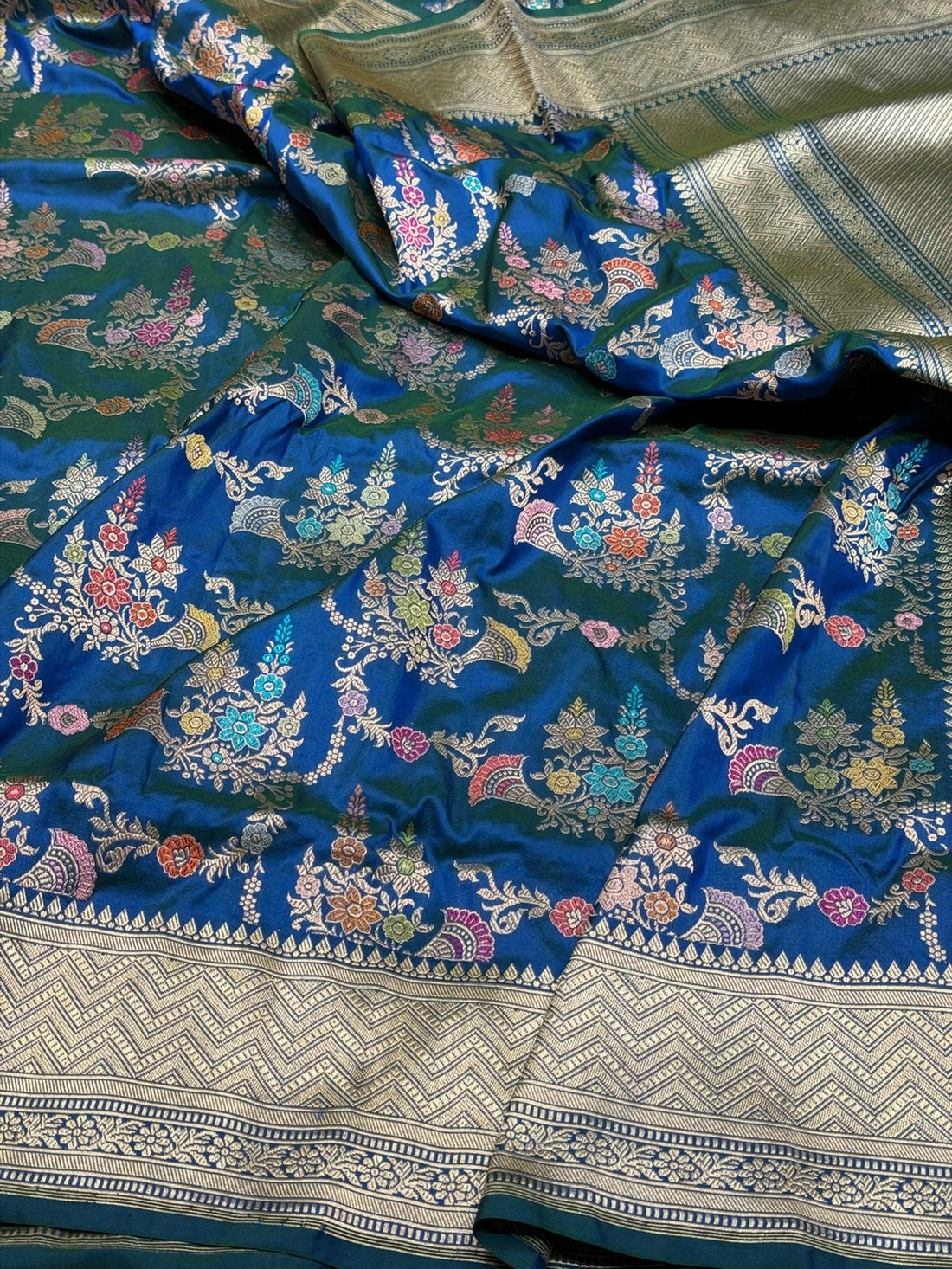 Peacock Blue Handwoven Pure Silk Banarasi Saree