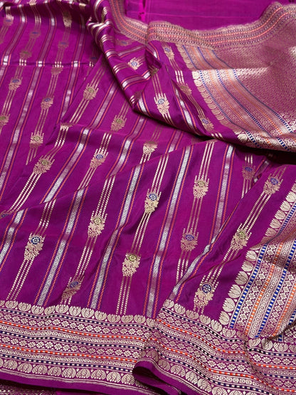Magenta Pink Handwoven Pure Banarasi Silk Saree