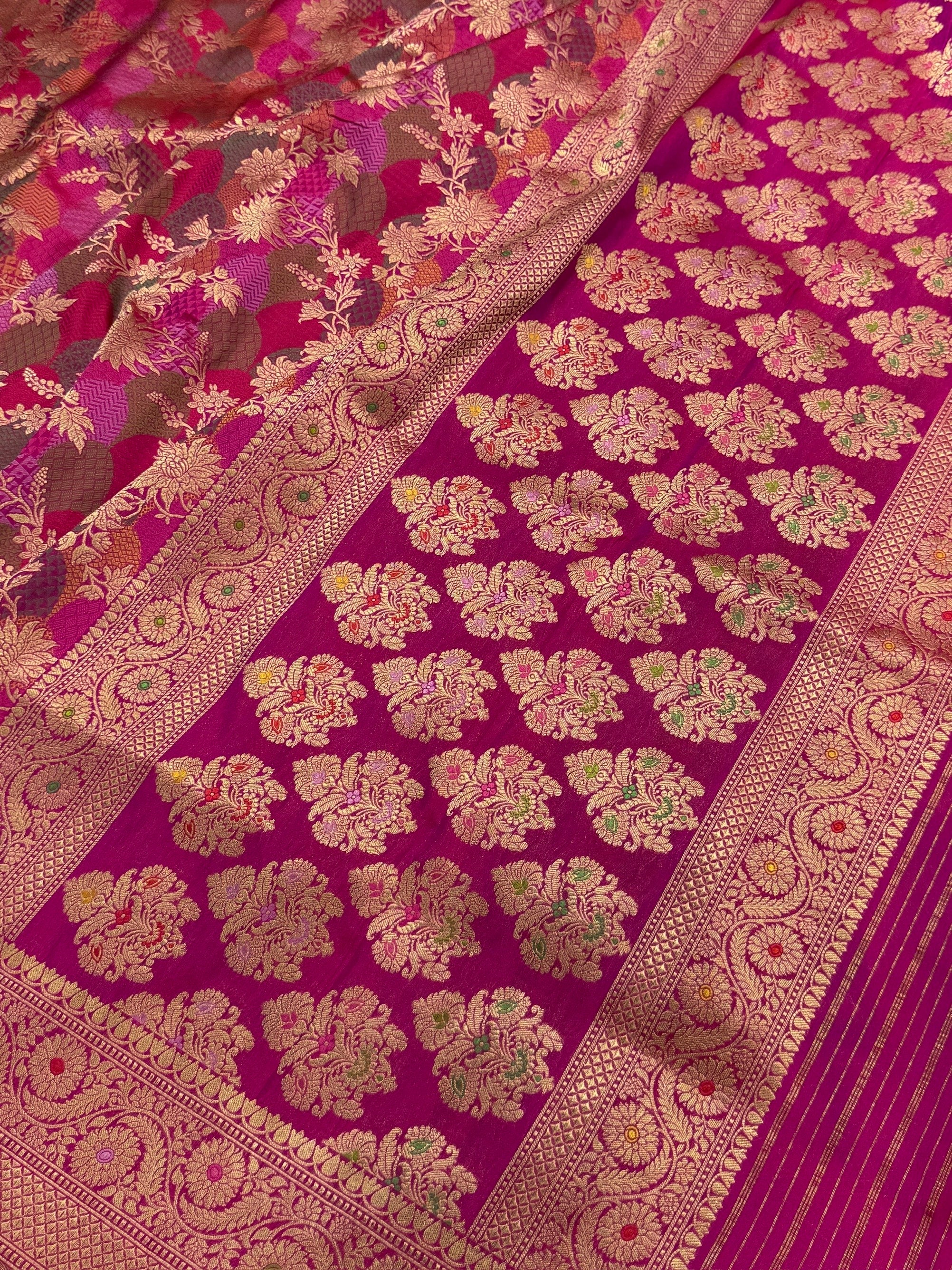 Banarasi Tilfi Minakari Pure Katan Silk Saree | Pure Silk | Minakari Work | Cutwork Technique | Banarasi Katan Silk Saree