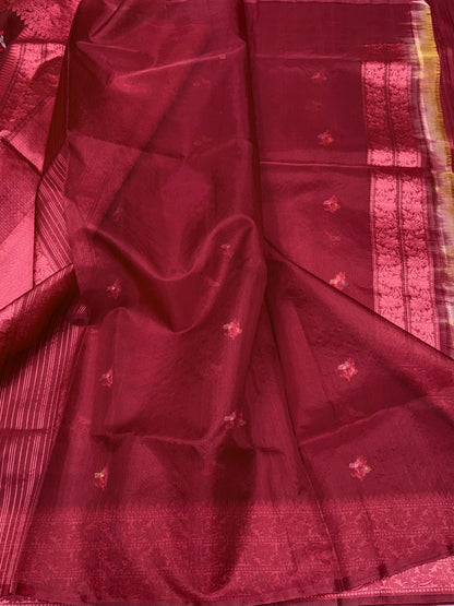 Red Handwoven Pure Banarasi Organza Silk Saree