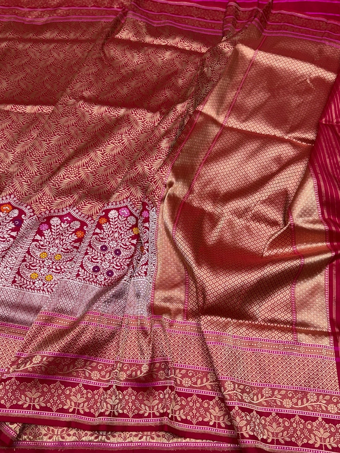 Red Handwoven Pure Banarasi Silk Kadwa Saree – 100% Pure Katan Mulberry Silk, Premium Brocade Weave