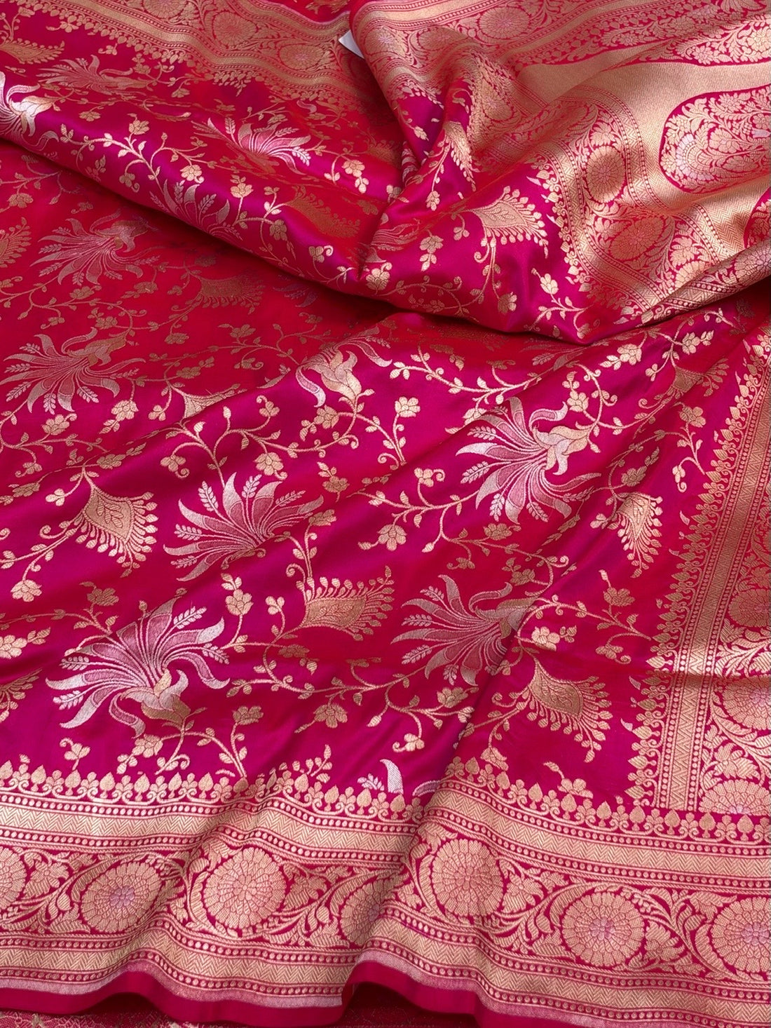 Rani Pink Banarasi Sona Rupa Pure Katan Silk Saree