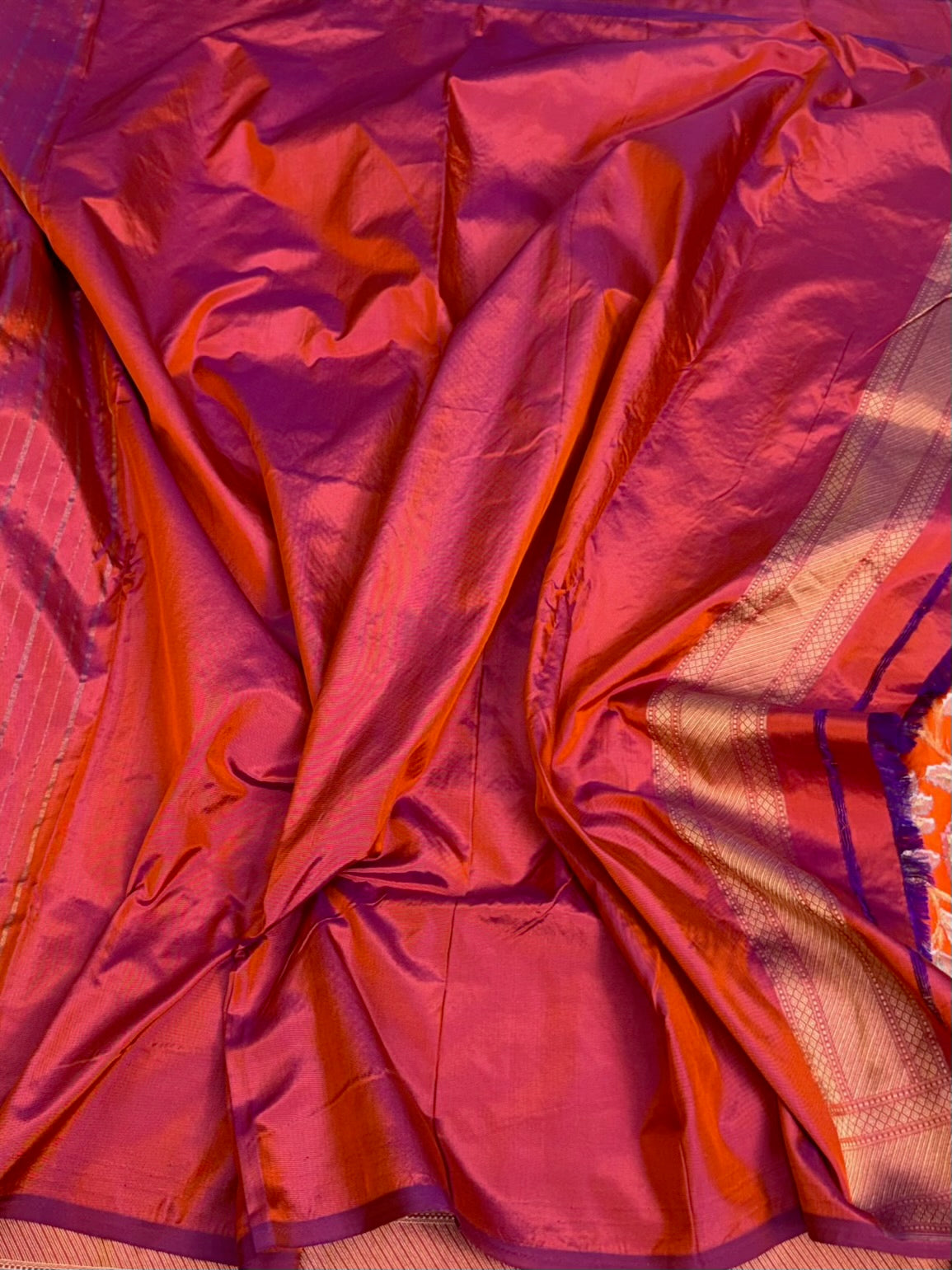 Orange Pure Banarasi Ektara Silk Saree