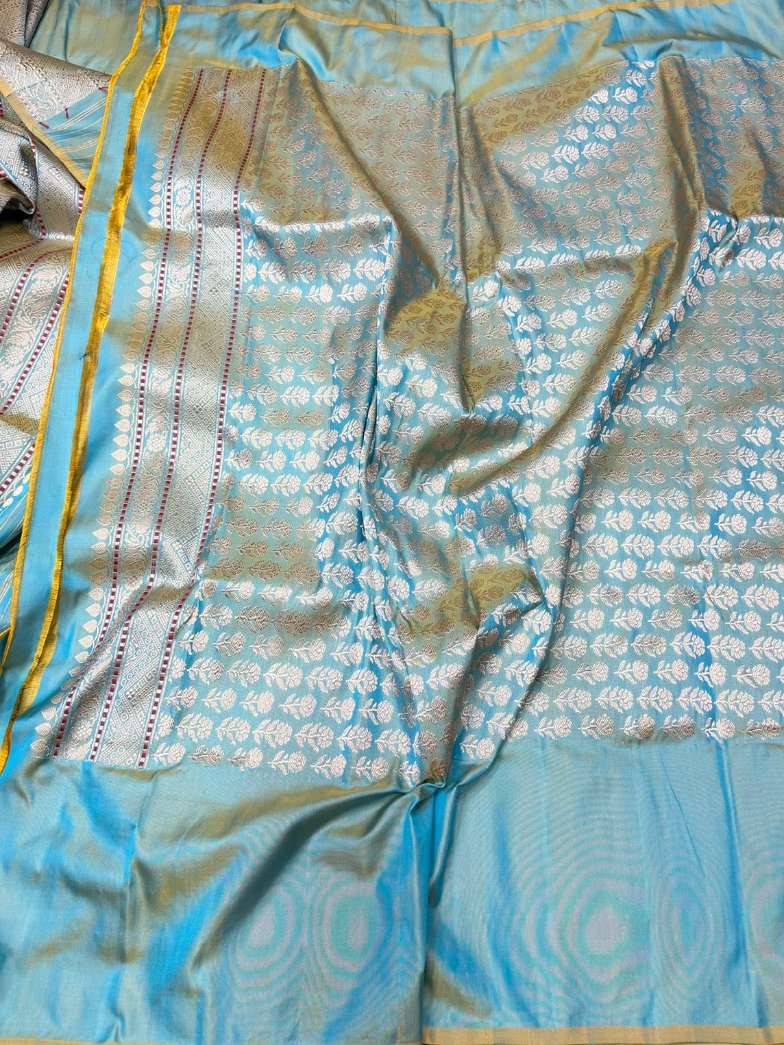 Sea Green Handwoven Pure Banarasi Ektara Silk Saree