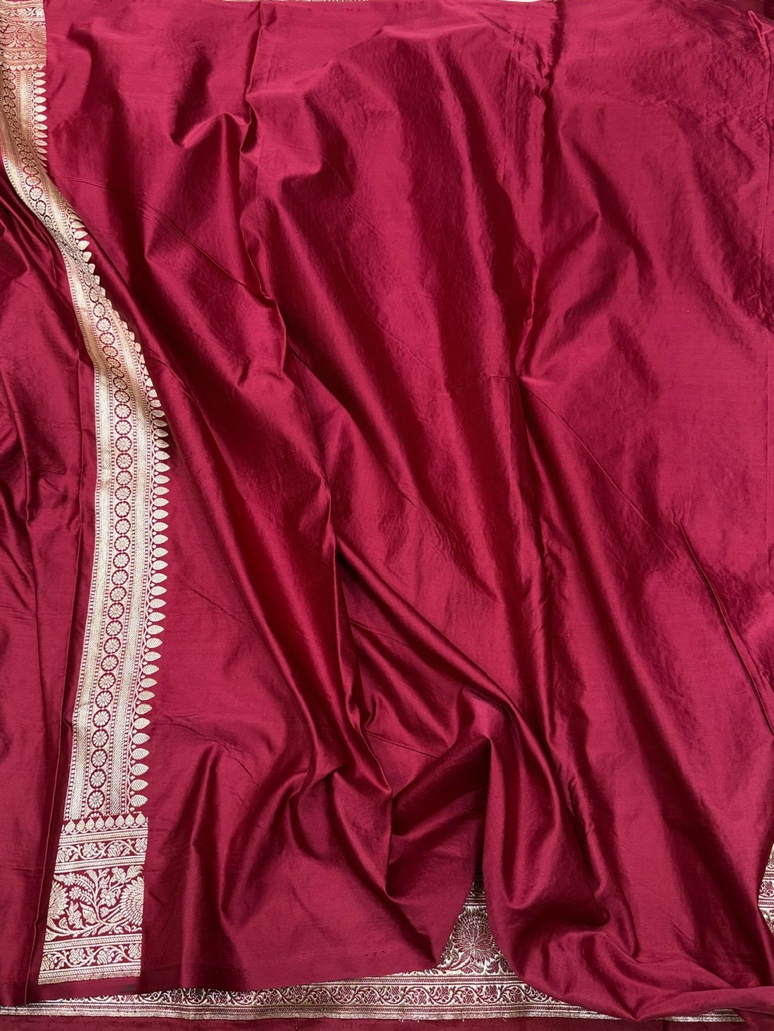 Maroon Handwoven Vintage Pure Banarasi Satin Silk Saree