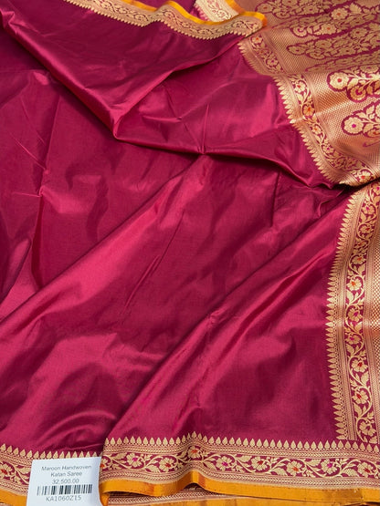 Maroon Handwoven Banarasi Pure Silk Saree