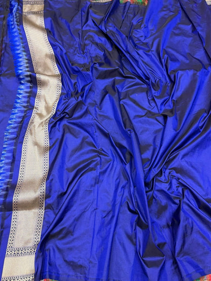 Royal Blue Banarasi Tilfi Minakari Pure Katan Silk Saree Pure Silk