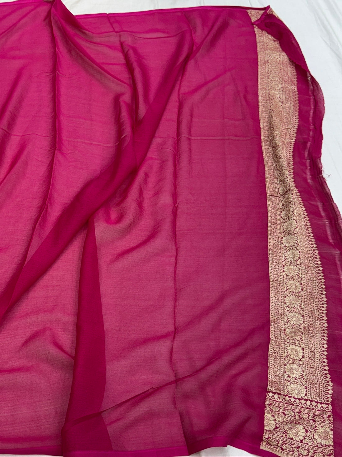 Rani Pink Banarasi Chiffon Georgette Saree