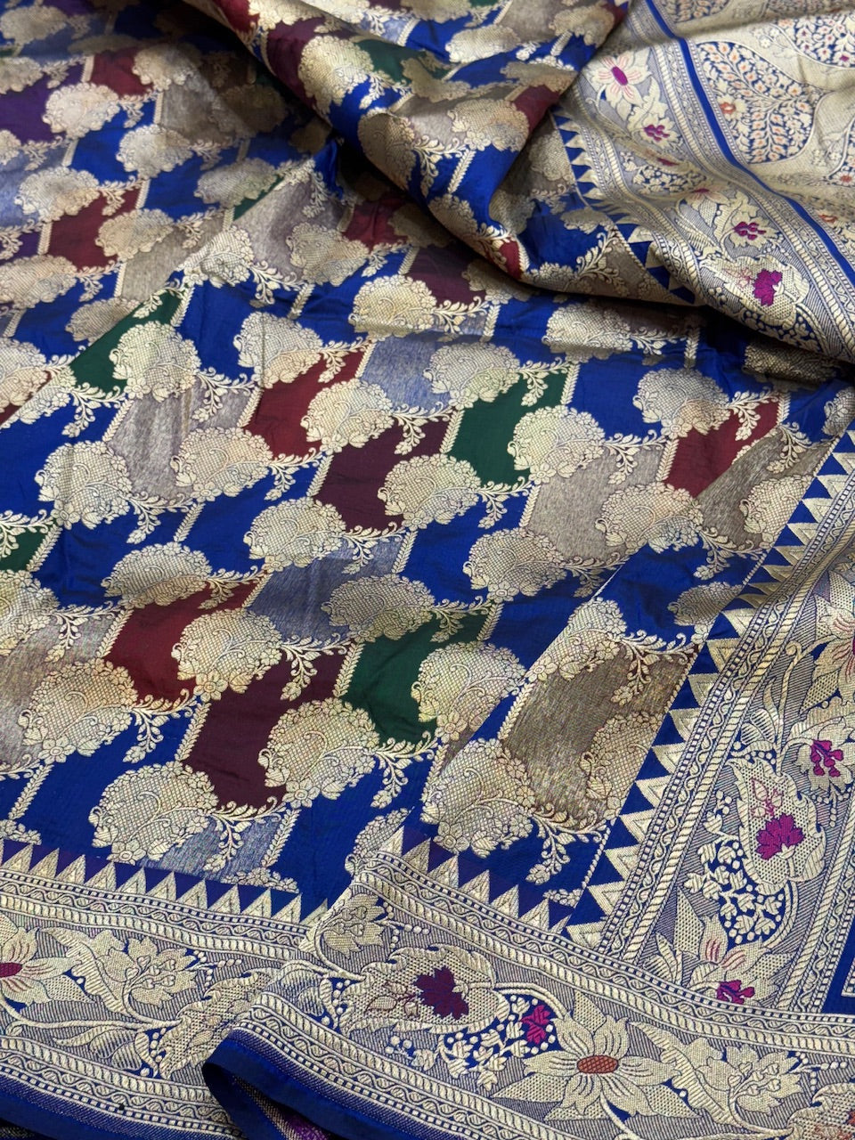 Royal Blue Rangkaat  Banarasi Pure Silk Saree