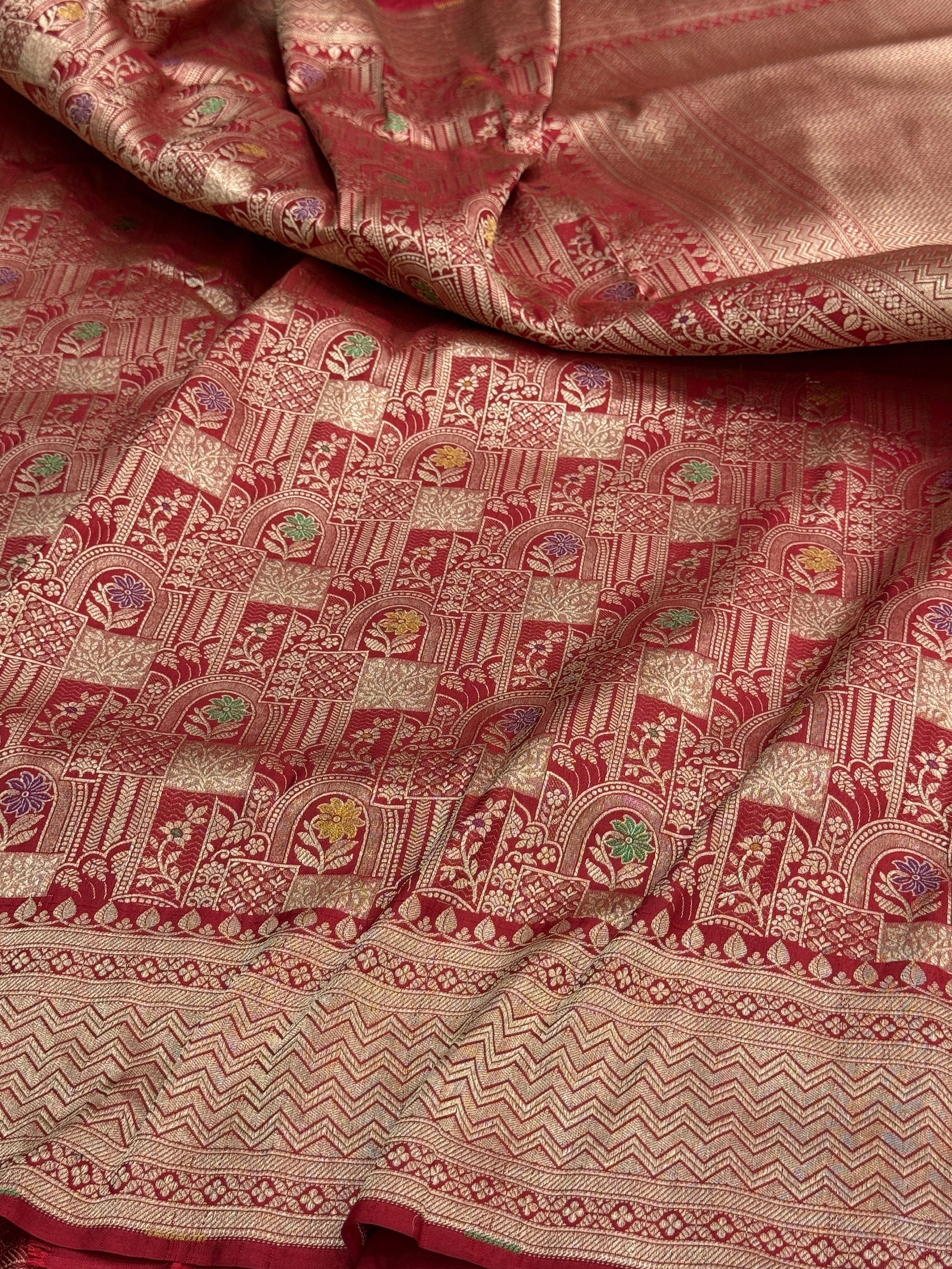 Banarasi Minakari Pure Silk Brocade Saree | 100% Pure Katan Silk