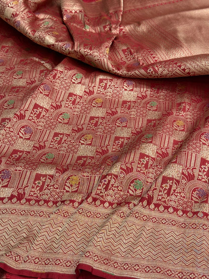 Banarasi Minakari Pure Silk Brocade Saree | 100% Pure Katan Silk