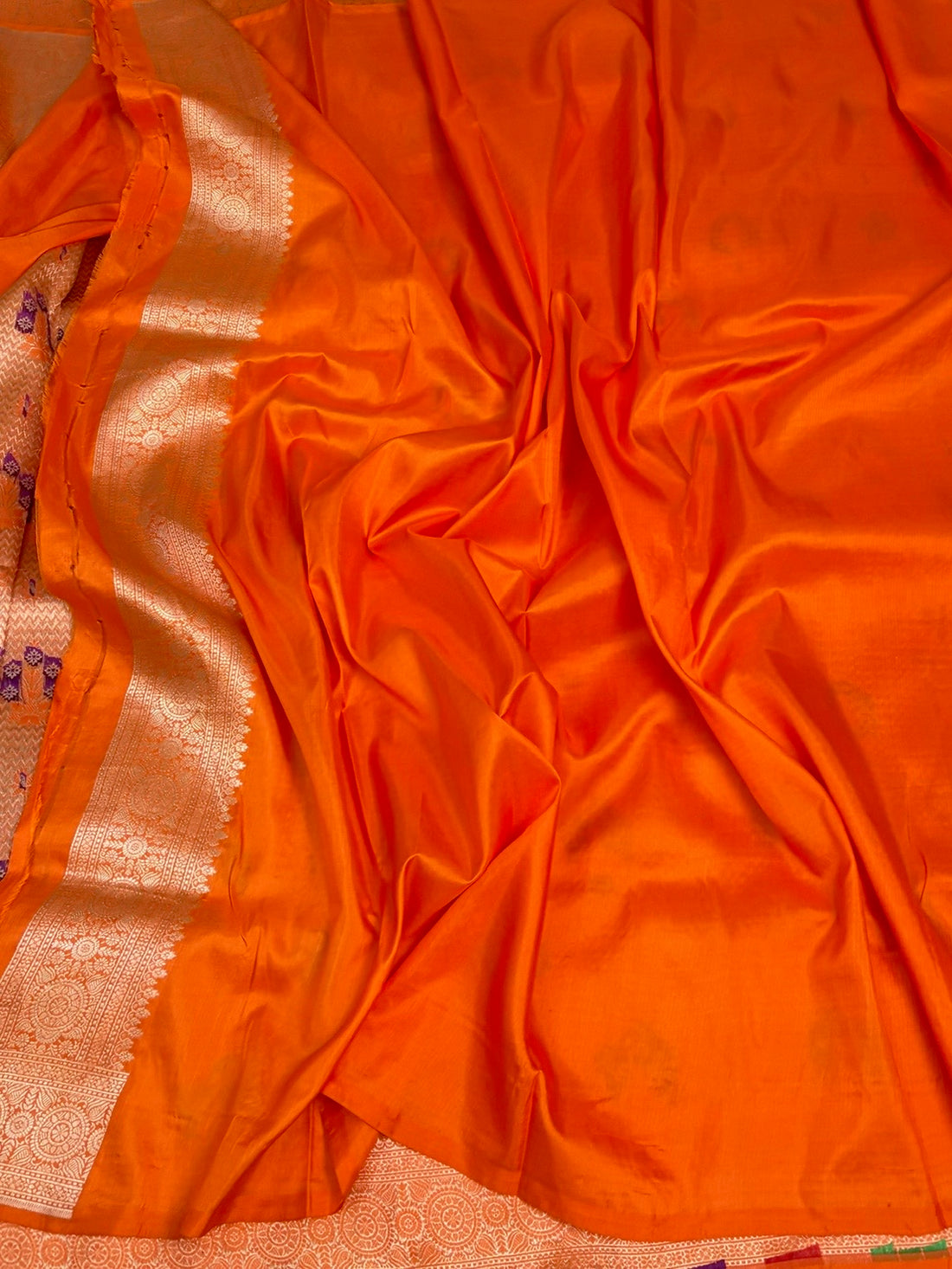 Orange Minakari Banarasi Pure Katan Silk Brocade Saree
