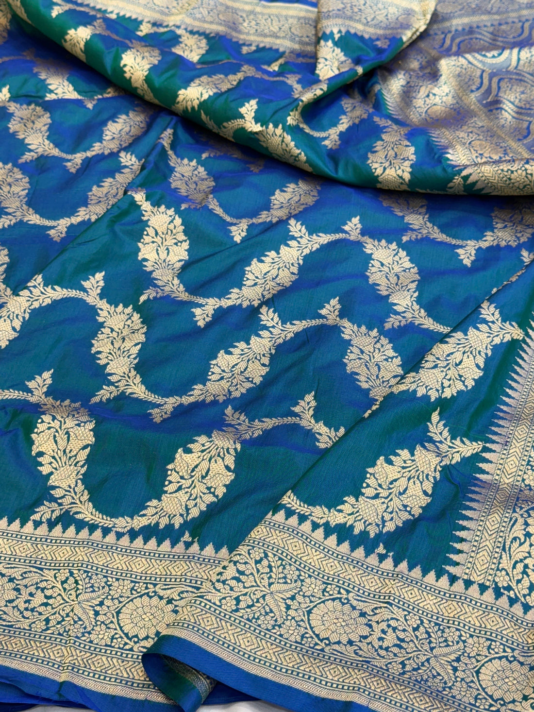 Peacock Blue Banarasi Pure Silk Saree