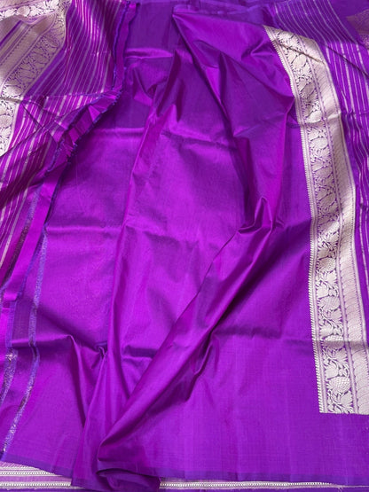Purple Handwoven Pure Banarasi Brocade Silk Saree